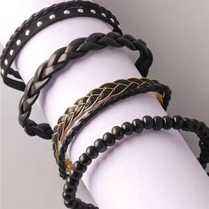 FASHION PLEATHER BLACK BRACELETS